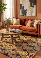 Diamond Braided Natural Handmade Jute Rug