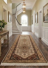 Oriental Agra Hand-Knotted Wool Hallway Indian Runner Rug - 84 x 350 CM