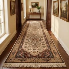 Oriental Agra Hand-Knotted Wool Hallway Indian Runner Rug - 84 x 350 CM