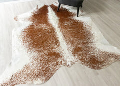 (Rare) Salt Pepper Brown & White Cowhide Rug (Size: 230 X 210 CM) CHR2625