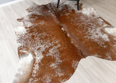Salt Pepper Brown & White Cowhide Rug (Size: 230 X 220 CM) CHR1833