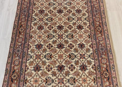 Oriental Agra Hand-Knotted Floral Wool Hallway Runner Rug – 90 x 160 cm