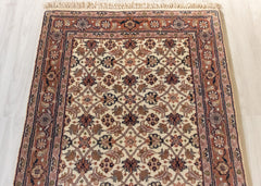 Oriental Agra Hand-Knotted Floral Wool Hallway Runner Rug – 90 x 160 cm