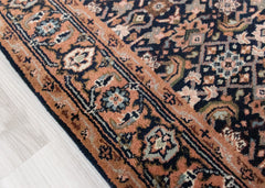 Oriental Agra Hand-Knotted Floral Wool Hallway Runner Rug – 95 x 170 cm