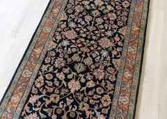 Oriental Agra Hand-Knotted Wool Hallway Runner Rug – 87 x 240 cm
