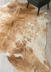Beige And White Cowhide Rug (Size: 240 X 200 CM) CHR2324
