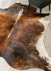 Medium White Spine Belly Brindle Cowhide Rug (Size: 230 X 200 CM) CHR2319