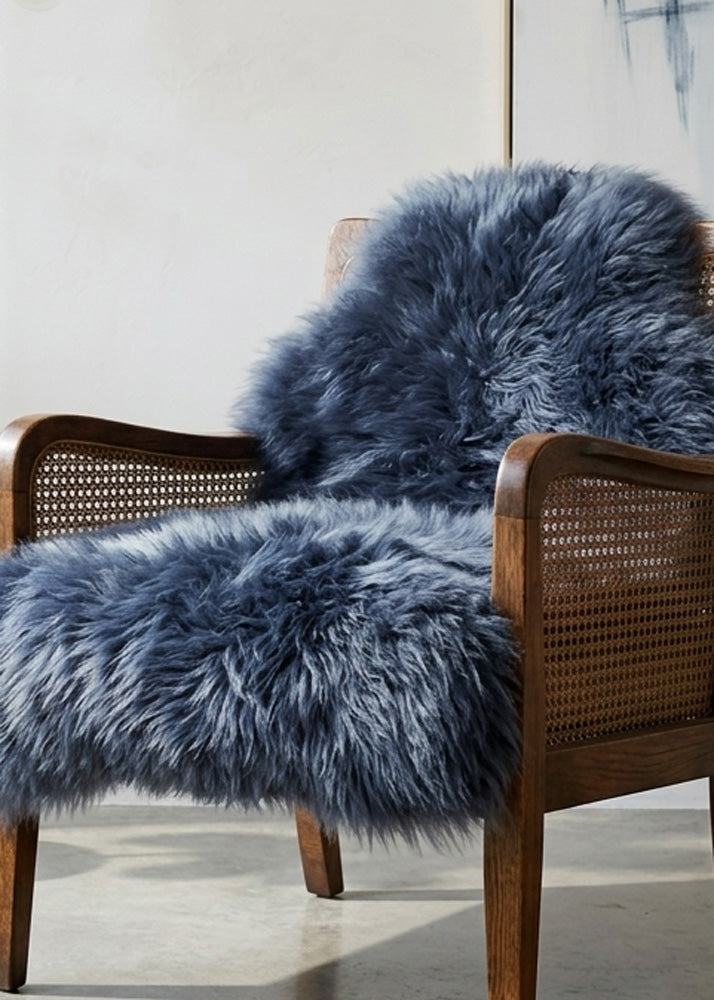 navy blue sheepskin rug
