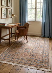 Authentic Wool Hand-Knotted Floral Hallway Runner Rug - 90 x 160 CM