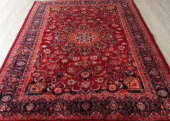 Vintage Mashad Hand-Knotted Wool Persian Rug (Size: 210 X 280 CM)