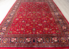 Vintage Mashad Hand-Knotted Wool Persian Rug (Size: 245 X 345 CM)