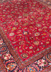 Vintage Mashad Hand-Knotted Wool Persian Rug (Size: 245 X 345 CM)
