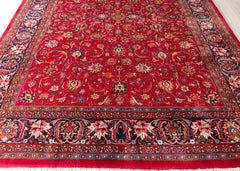 Vintage Mashad Hand-Knotted Wool Persian Rug (Size: 245 X 345 CM)