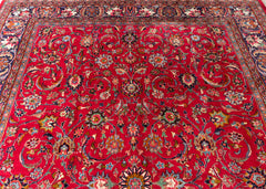 Vintage Mashad Hand-Knotted Wool Persian Rug (Size: 245 X 345 CM)
