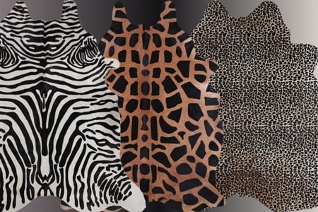 Zebra-Leopard-Tiger Print Cowhide Rugs