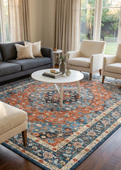 Red And Blue Vintage Area Rug