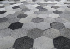 Grey Diamond Cowhide Patchwork Rug