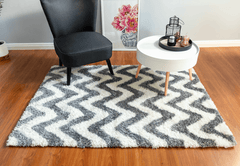 White And Grey Modern Shaggy Rug