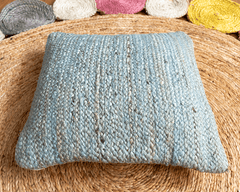 Dusty Blue Jute Cushion