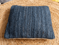 Navy Blue Jute Cushion