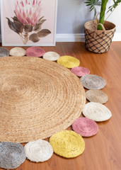Multicolor Handmade Jute Round Rug