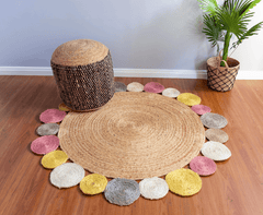 Multicolor Handmade Jute Round Rug