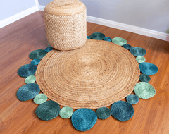 Multicolor Handmade Jute Round Rug