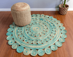 Ocean Green Handmade Jute Round Rug