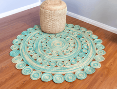 Ocean Green Handmade Jute Round Rug