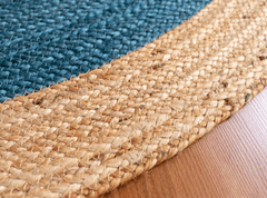 Dark Blue Handmade Jute Round Rug