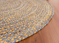 Yellow & Grey Handmade Jute Round Rug