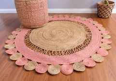 Baby Pink Handmade Jute Round Rug