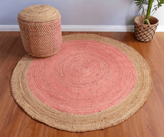 Baby Pink Handmade Jute Round Rug