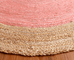 Baby Pink Handmade Jute Round Rug