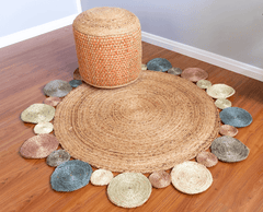 Multicolor Handmade Jute Round Rug