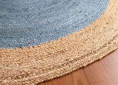 Light Blue Handmade Jute Round Rug