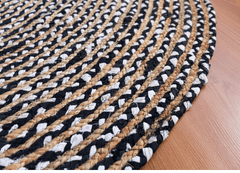 Black & White Handmade Jute Round Rug