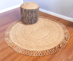 Designer Plain Handmade Jute Round Rug