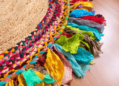Multicolor Handmade Jute Round Rug