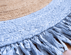 Silver White Handmade Designer Jute Round Rug