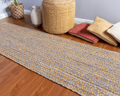 Yellow Grey Jute Runner Rug