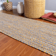 Yellow Grey Jute Runner Rug