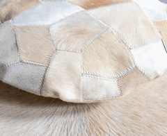 Beige White Round Cowhide Cushion