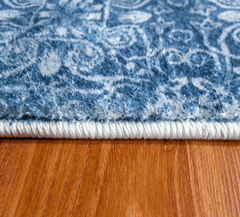 Blue And Grey Oriental Design Runner Rug