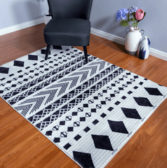 Black And White Tribal Area Rug