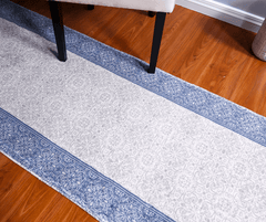 Blue And Grey Oriental Design Runner Rug