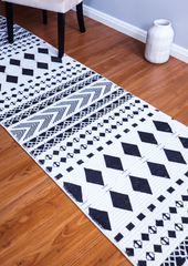Black And White Tribal Runner Rug