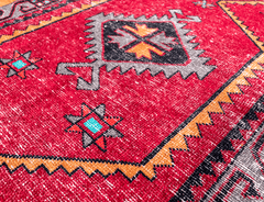 Vintage Turkish Hand- Knotted Wool Runner Rug