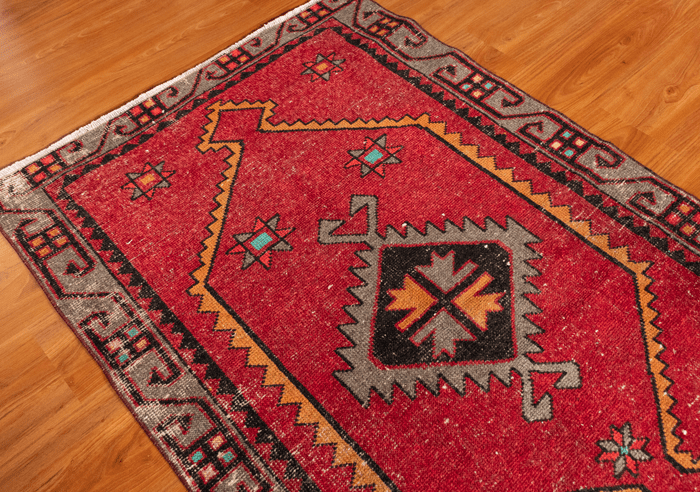 Vintage Turkish Hand- Knotted Wool Runner Rug