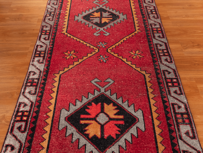 Vintage Turkish Hand- Knotted Wool Runner Rug